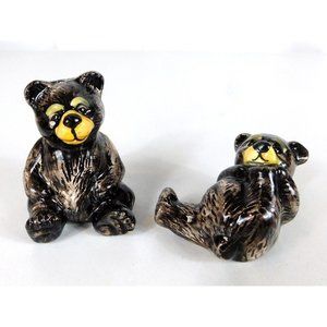 Black Bear Salt & Pepper Shaker Set Collectible Shakers Ceramic Pre-owned